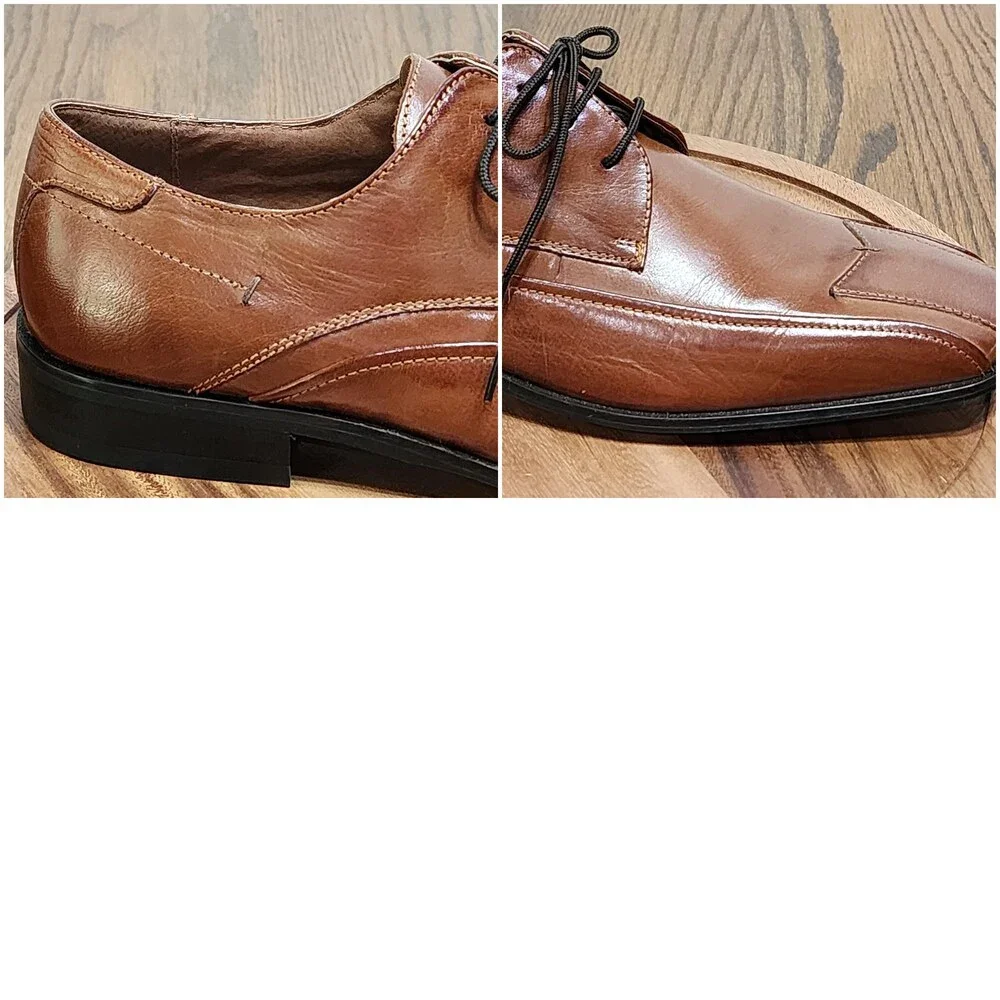 Stacy Adams Shoes Mens Size 10 Brown Leather Derby Dress Square Toe 23292-03